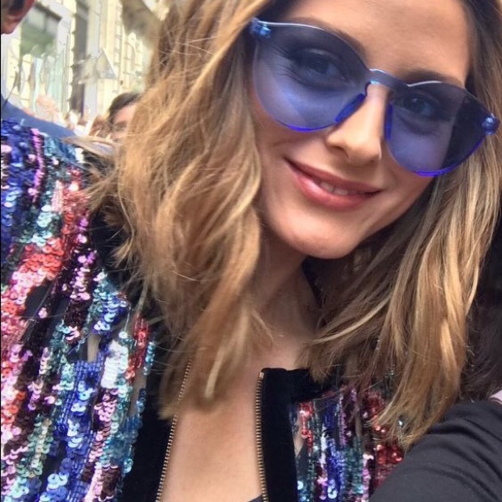 BLUE CHIC RETRO MODERN RIMLESS SUNGLASSES